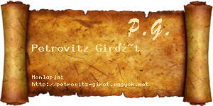 Petrovitz Girót névjegykártya